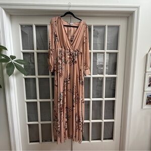 Baltic Born Floral Maxi Dress in Peach and Black